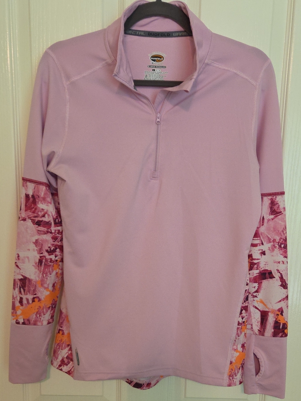 Duofold By ChampionLight Pink Half-Zip Pullover with Patterned Sleeve Panels